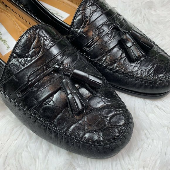 Black Leather Loafers with Tassels - Picture 1 of 11